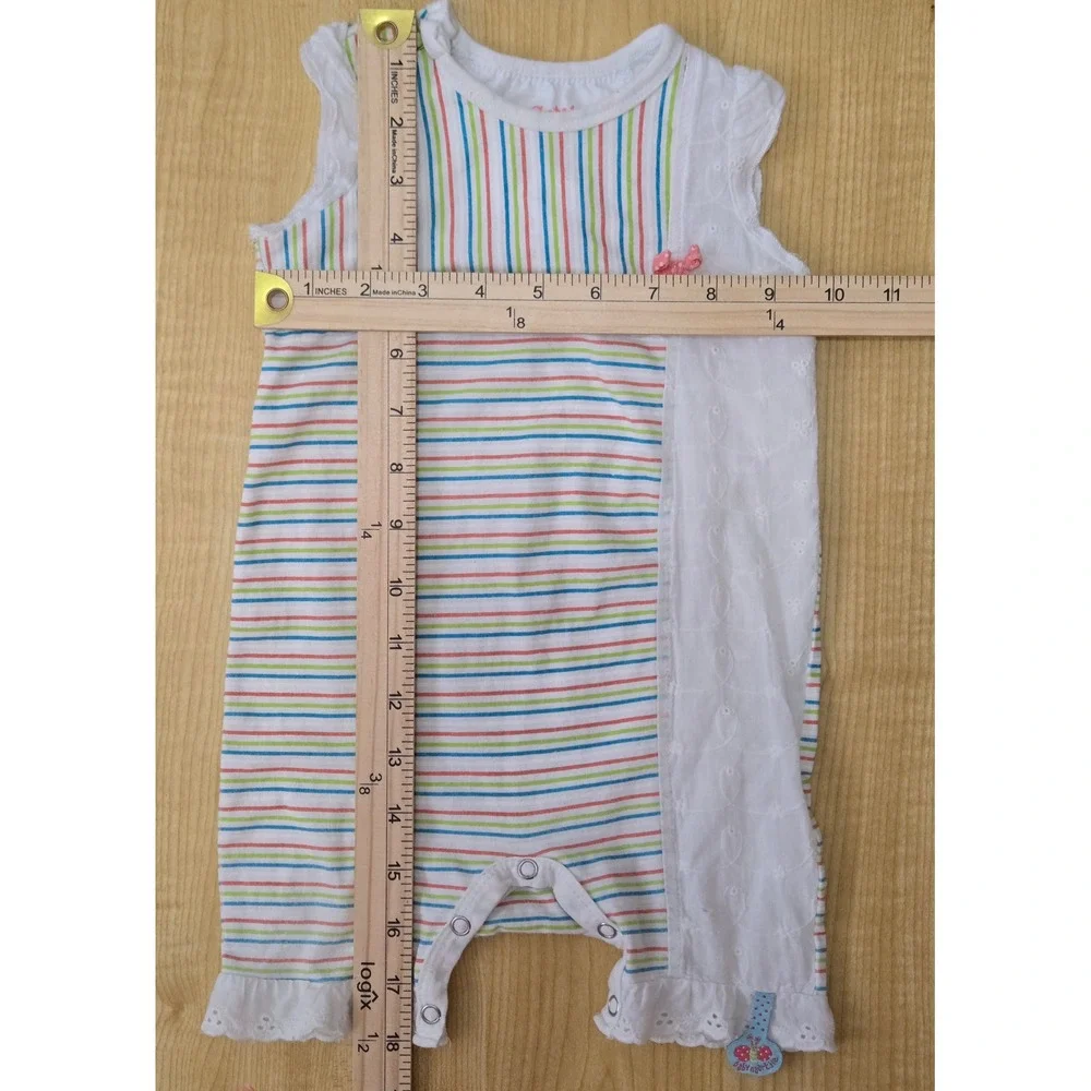 Naartjie Baby Girls Multi Color Striped Eyelet Lace‎ Romper 3-6 Months